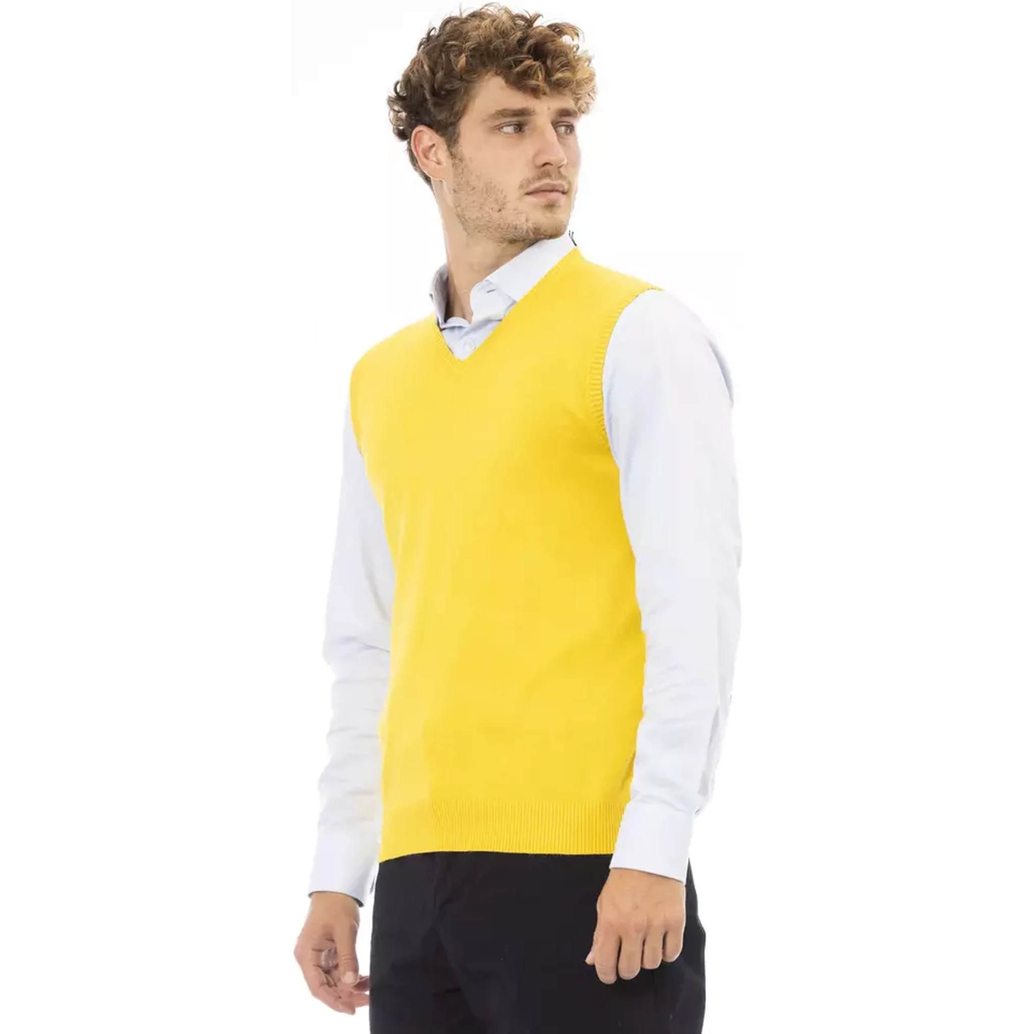 Yellow Viscose Sleveless Jacket