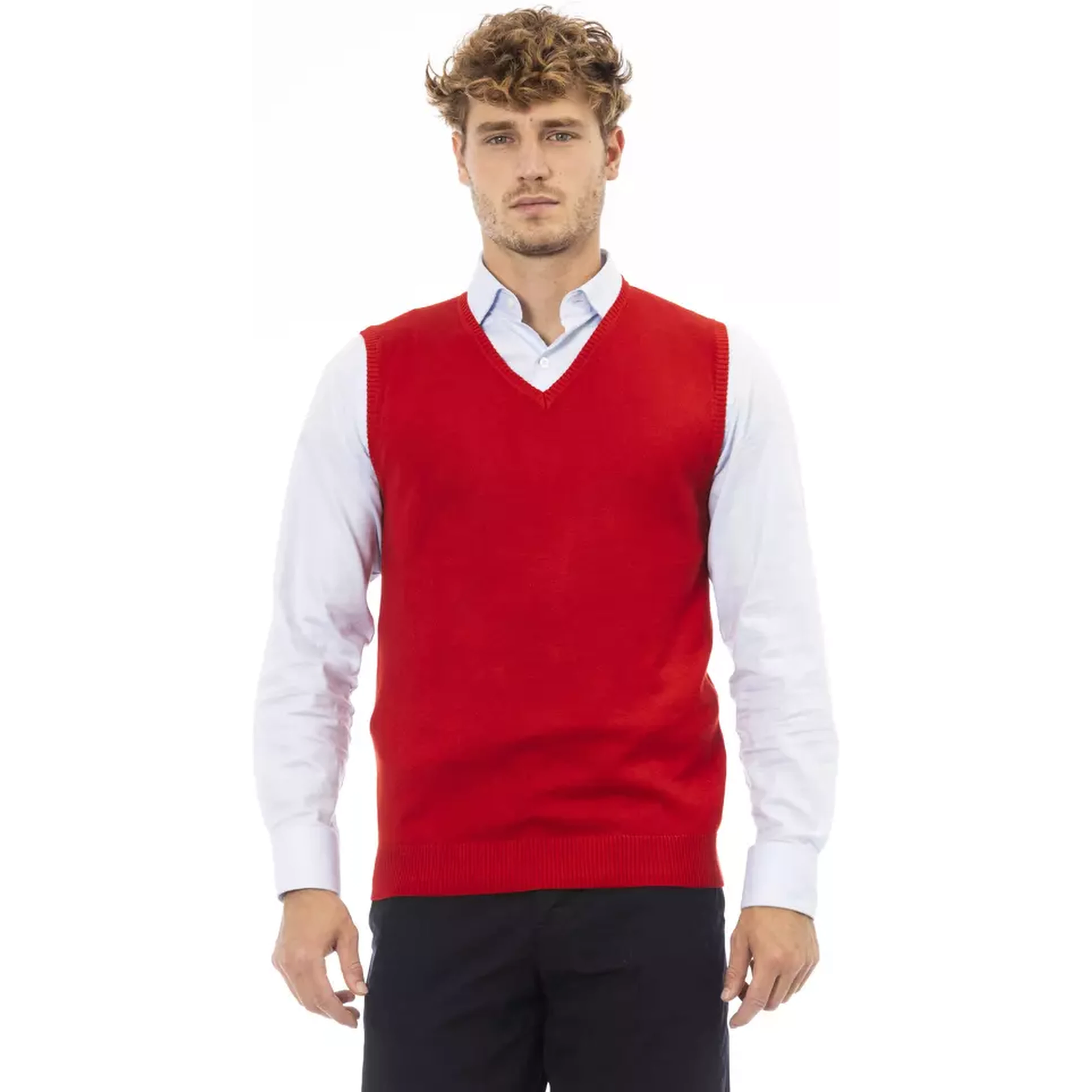 Red Viscose Sleveless Jacket