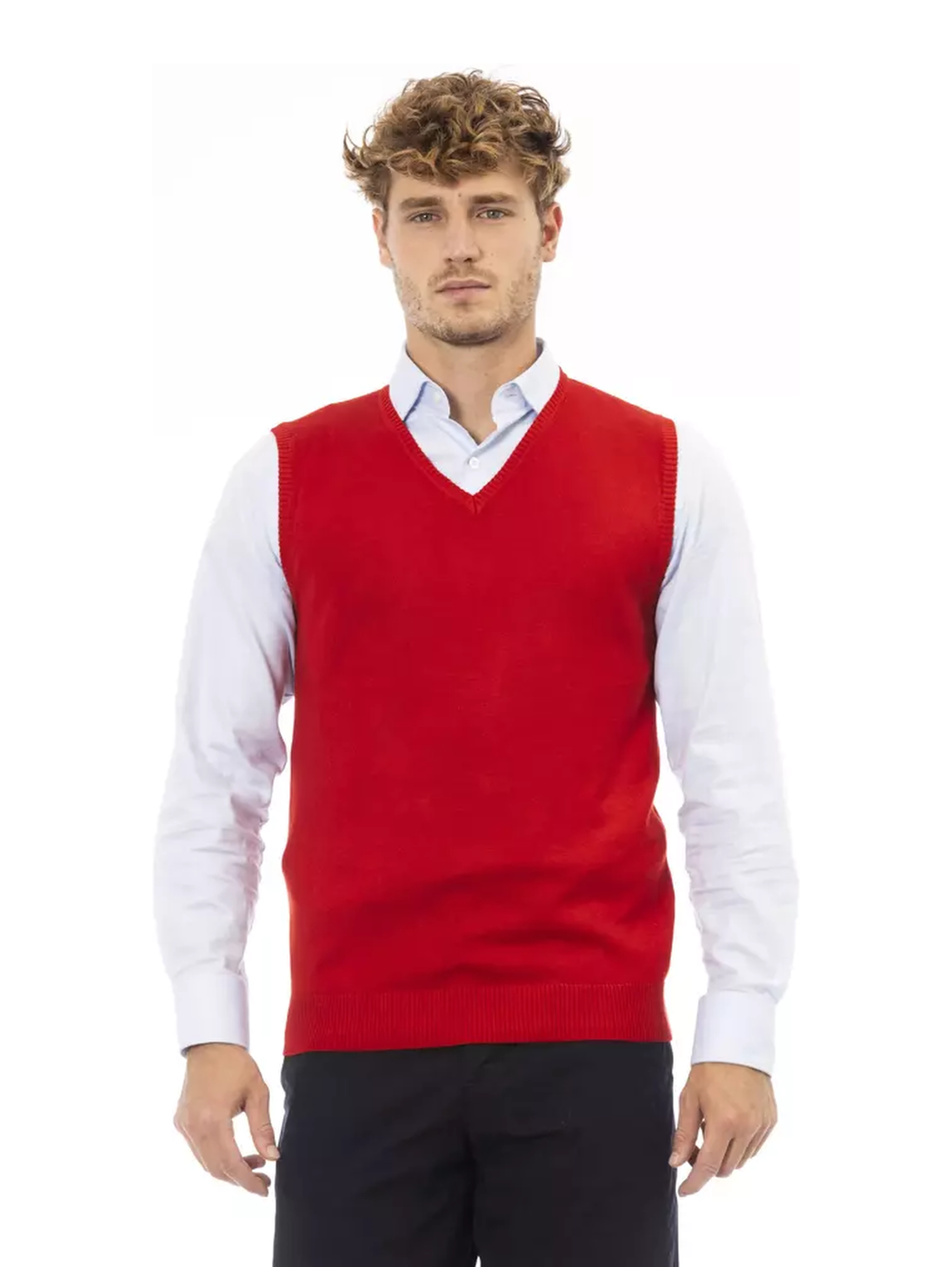 Red Viscose Sleveless Jacket
