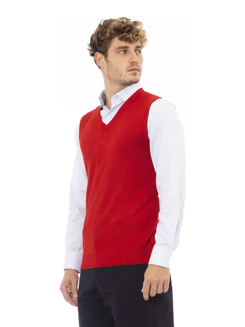 Red Viscose Sleveless Jacket