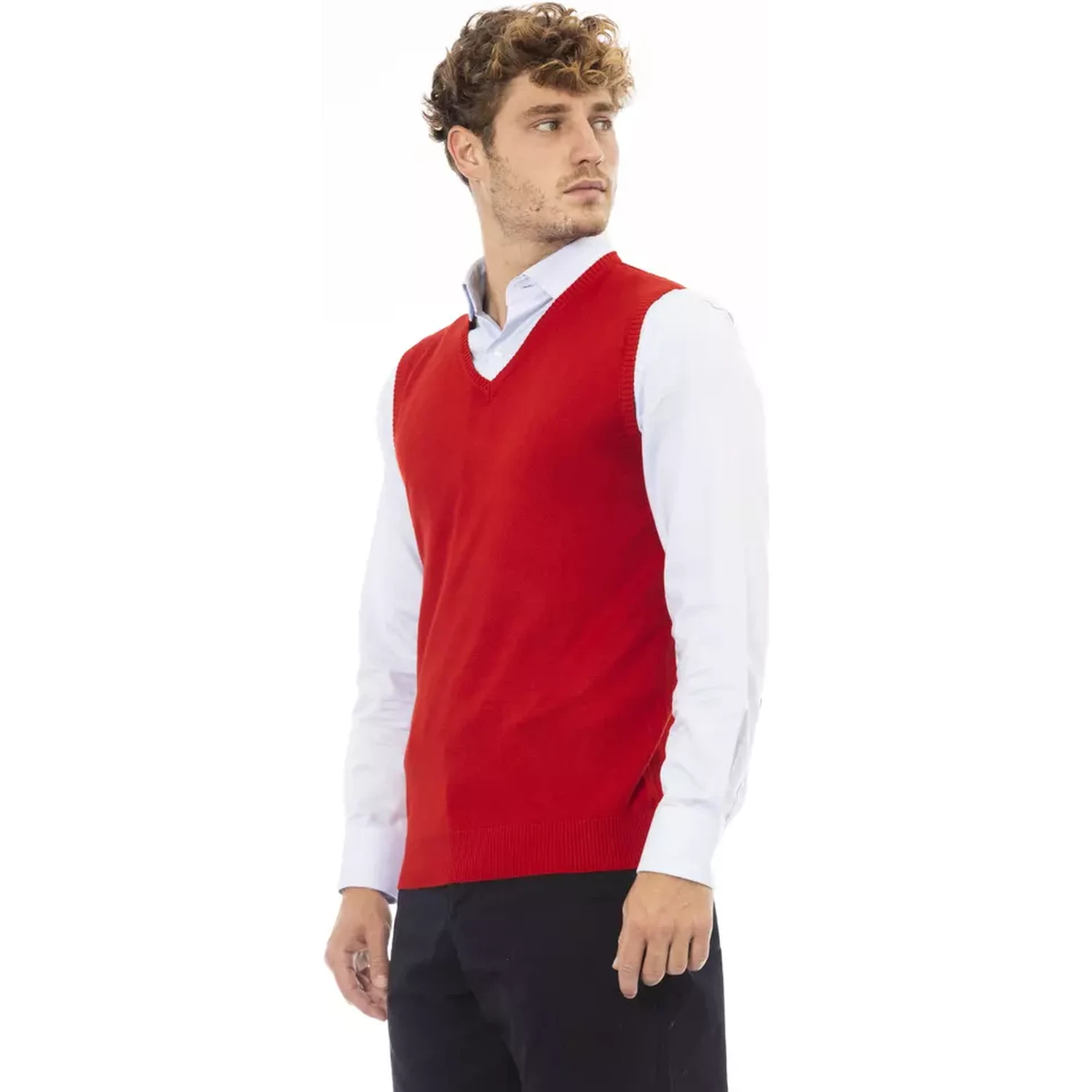 Red Viscose Sleveless Jacket