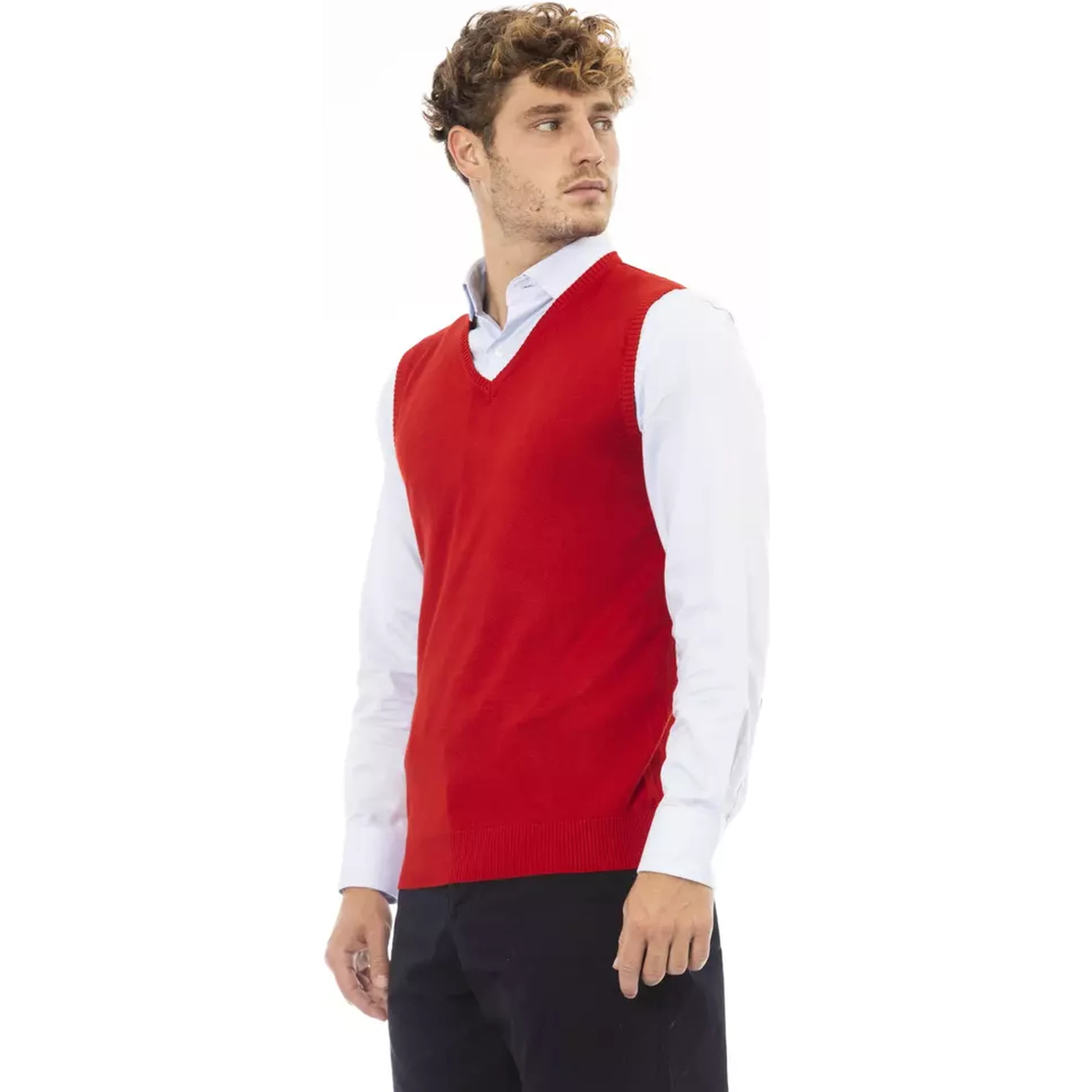 Red Viscose Sleveless Jacket