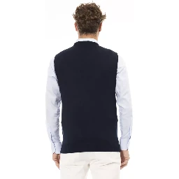 Blue Viscose Sleveless Jacket