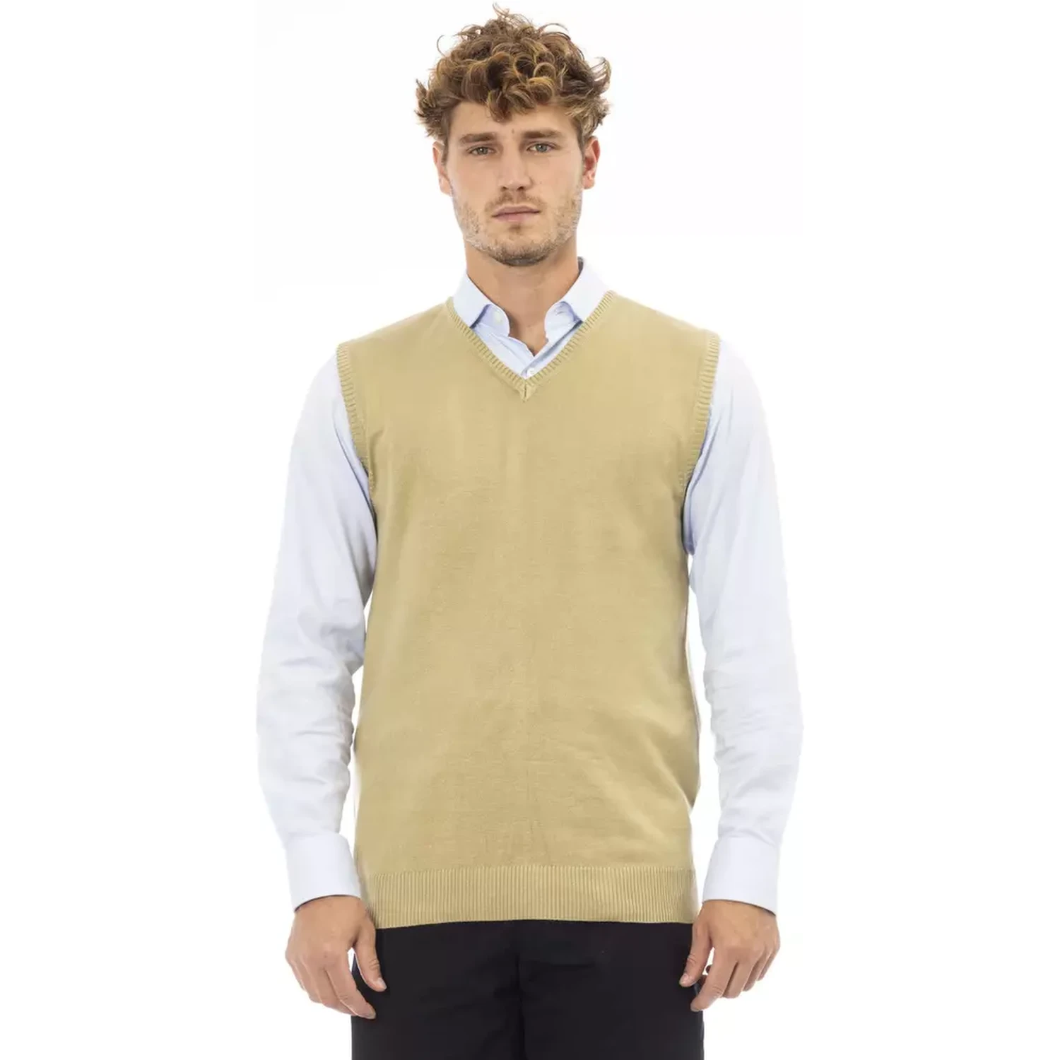 Beige Viscose Sleveless Jacket