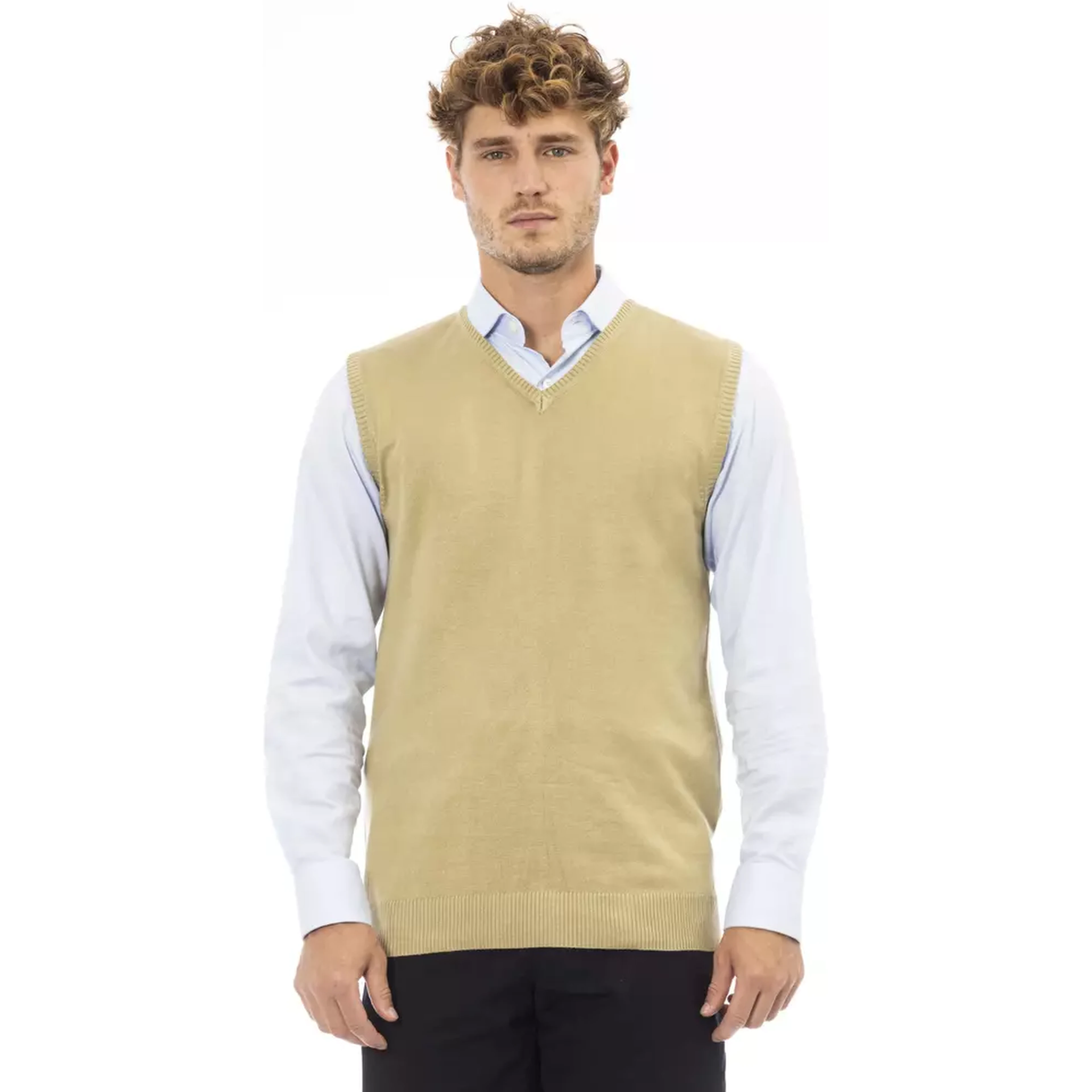Beige Viscose Sleveless Jacket