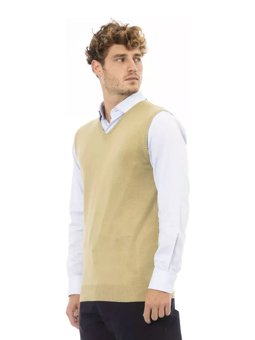 Beige Viscose Sleveless Jacket