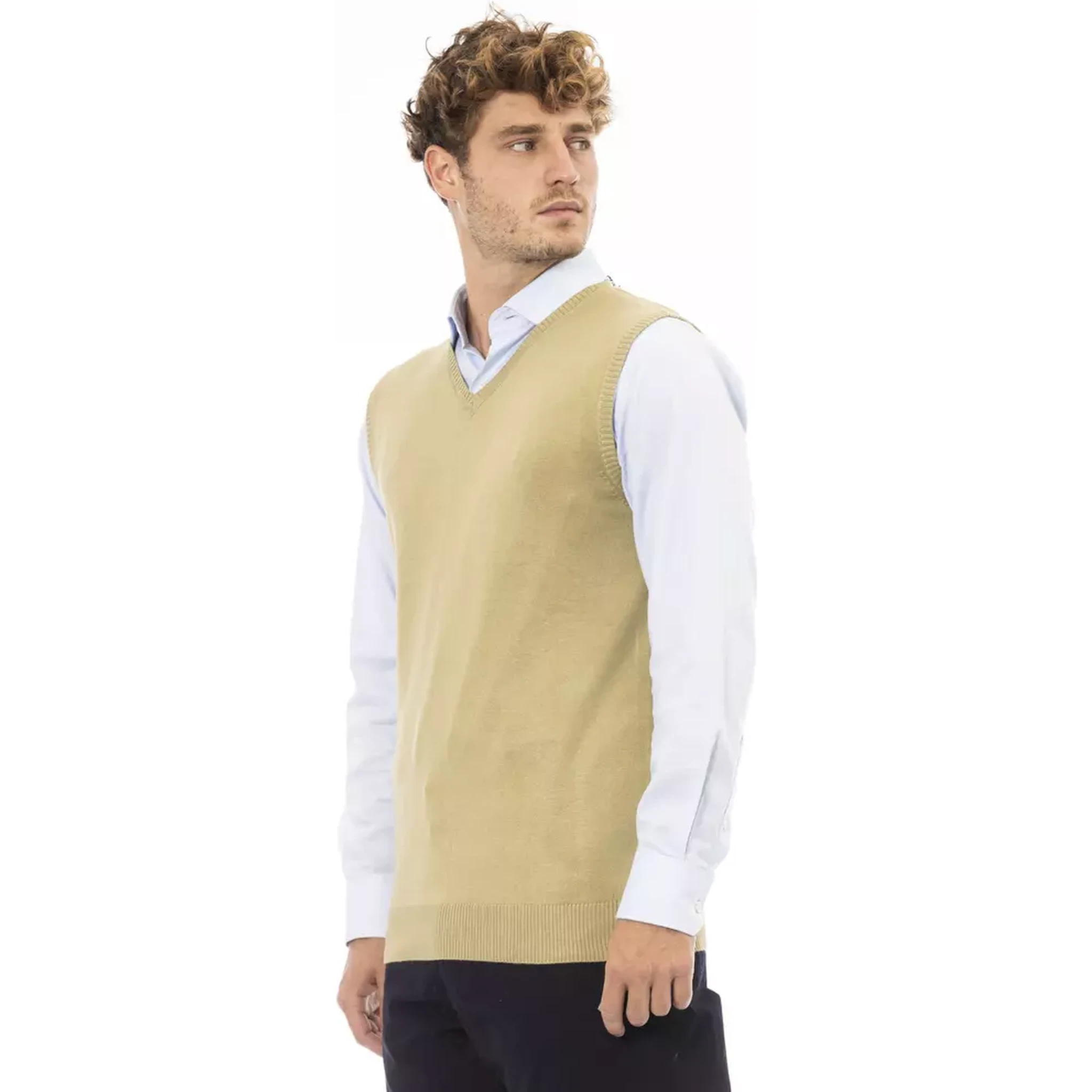 Beige Viscose Sleveless Jacket