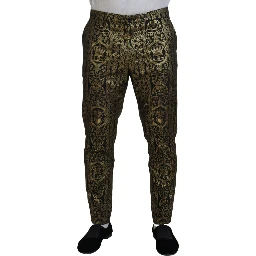 Black Gold Jacquard Dress Trouser Pants
