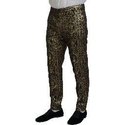 Black Gold Jacquard Dress Trouser Pants