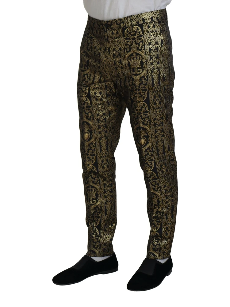 Black Gold Jacquard Dress Trouser Pants alternative