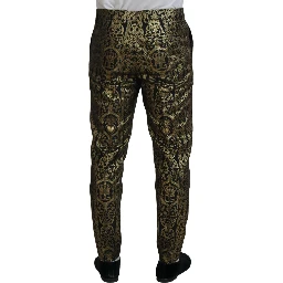 Black Gold Jacquard Dress Trouser Pants