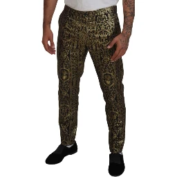 Black Gold Jacquard Dress Trouser Pants