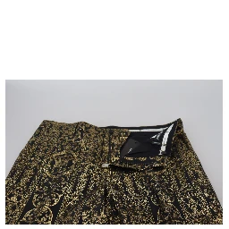 Black Gold Jacquard Dress Trouser Pants