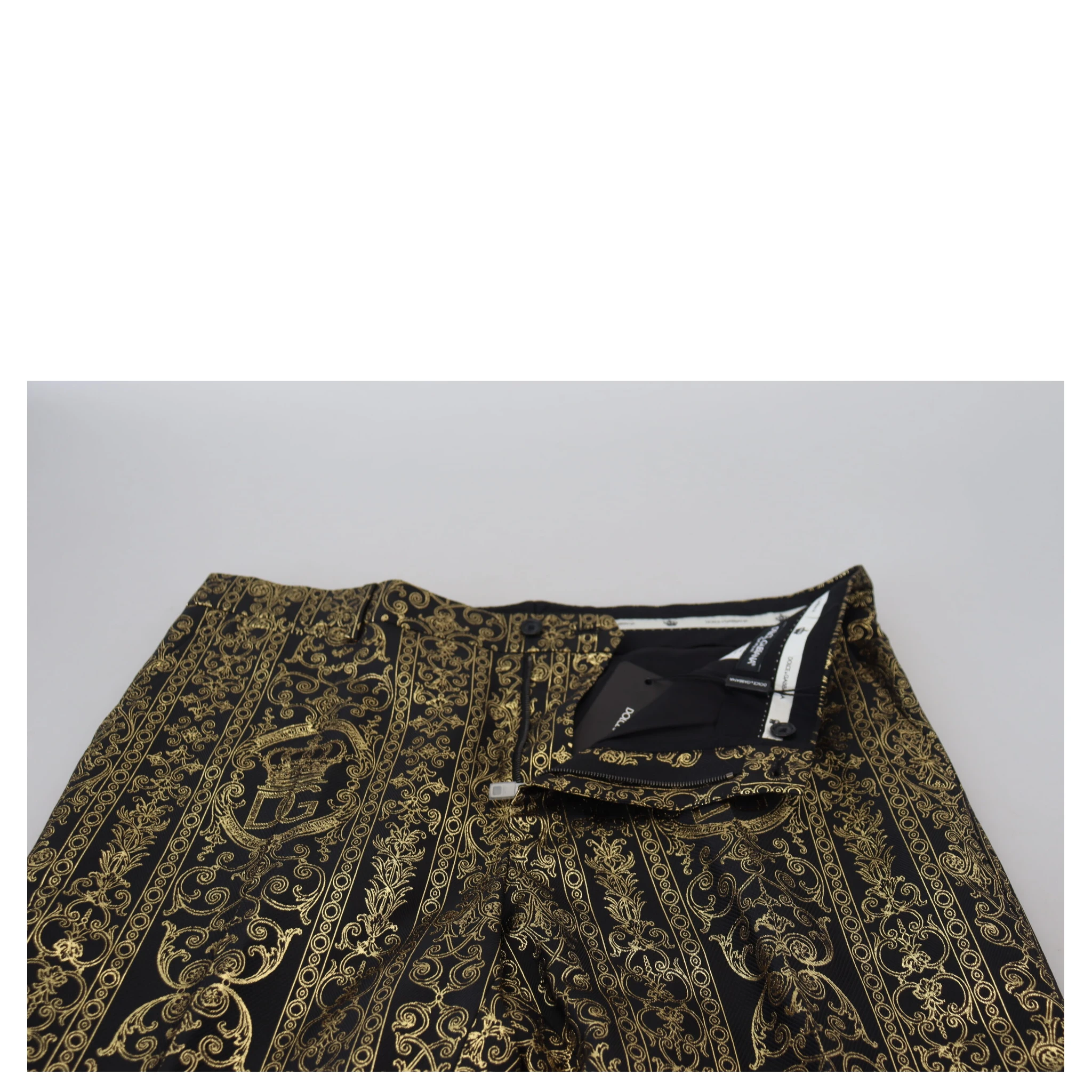 Black Gold Jacquard Dress Trouser Pants
