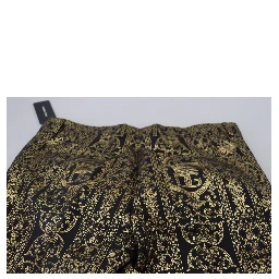 Black Gold Jacquard Dress Trouser Pants