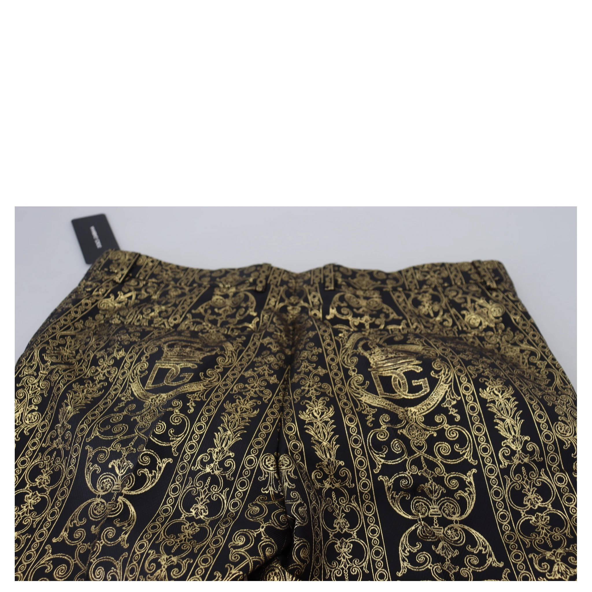 Black Gold Jacquard Dress Trouser Pants