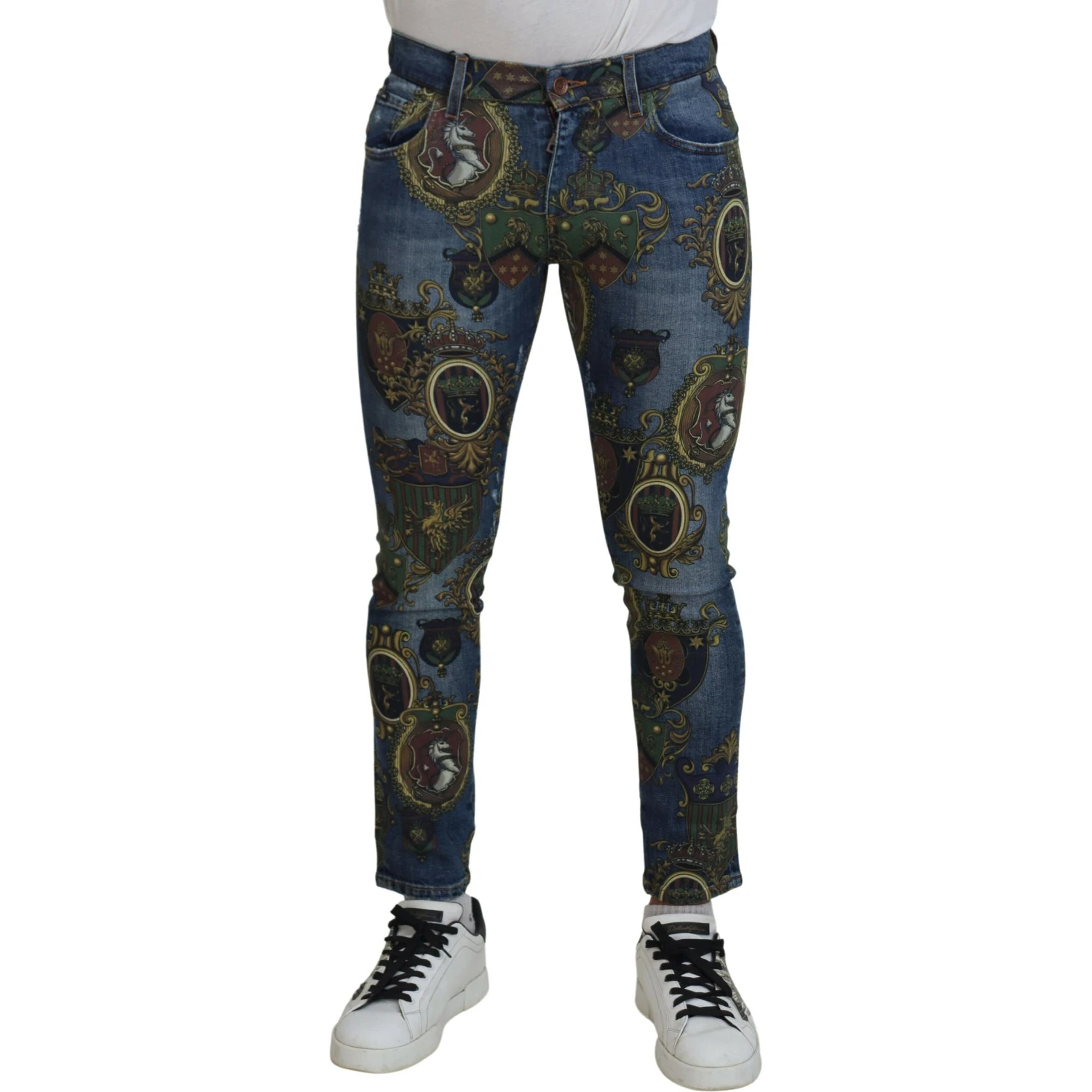 Blue Medal Print Slim Fit Cotton Jeans