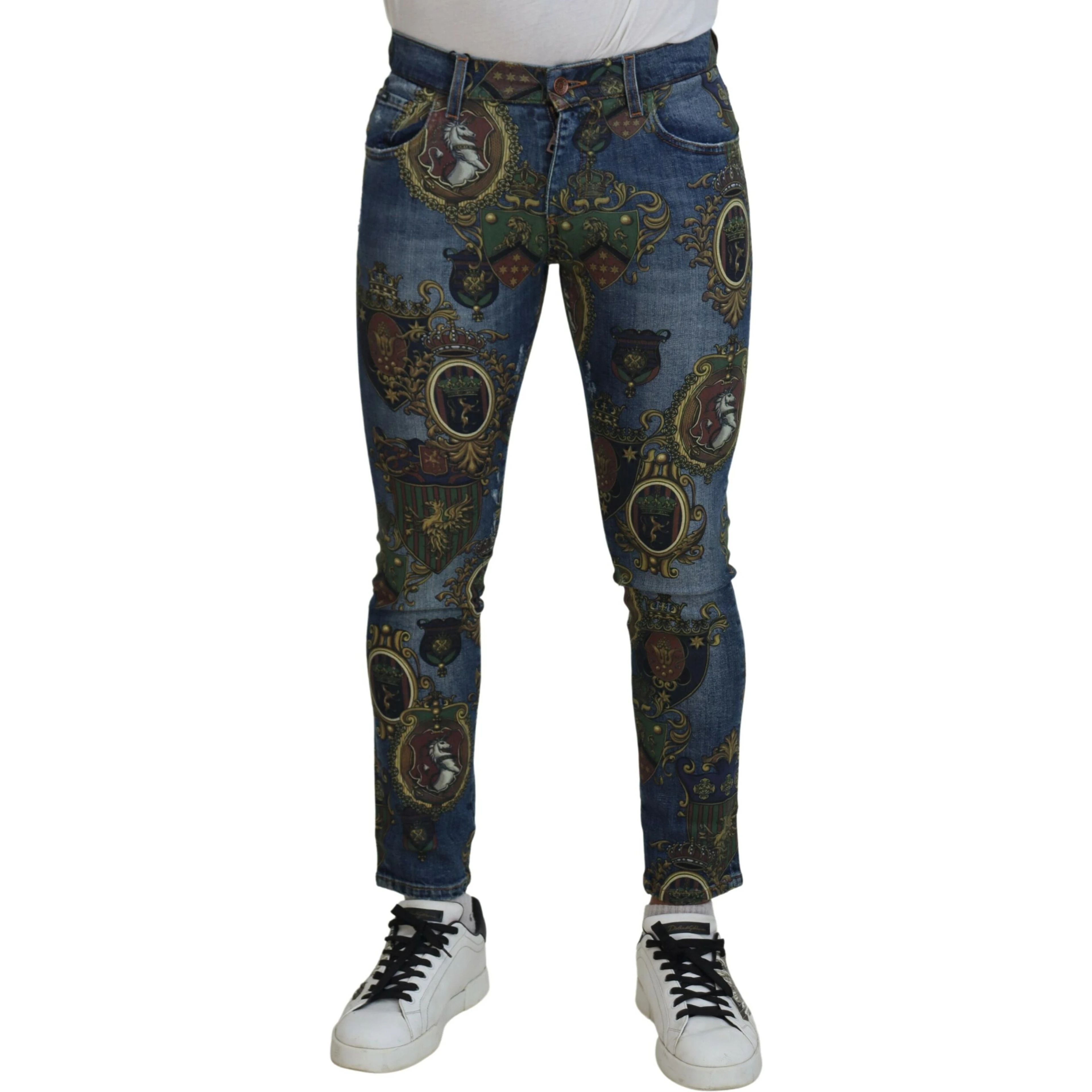 Blue Medal Print Slim Fit Cotton Jeans