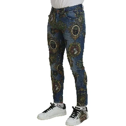 Blue Medal Print Slim Fit Cotton Jeans