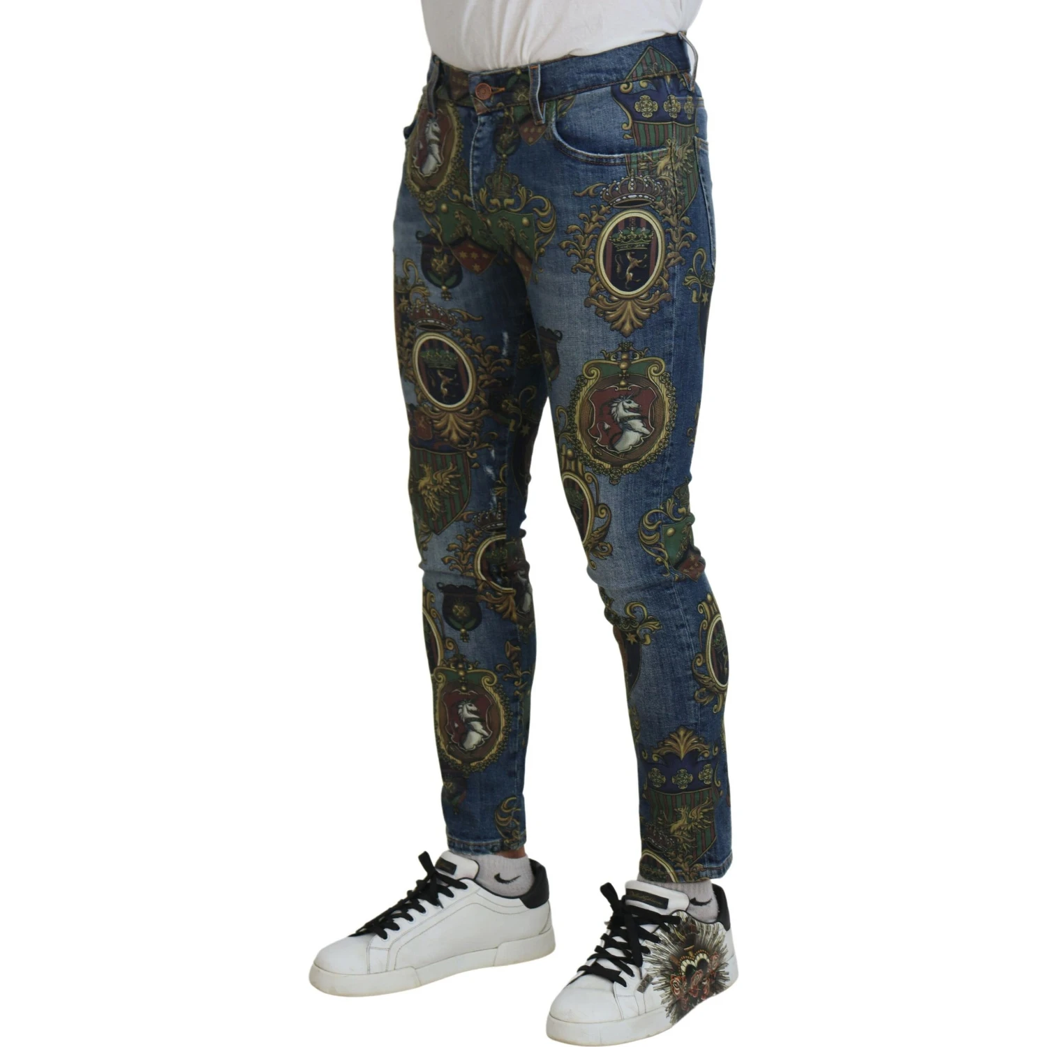 Blue Medal Print Slim Fit Cotton Jeans