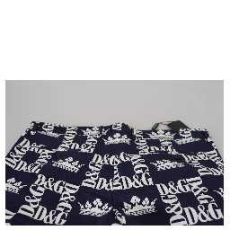 Blue Logo Print Cotton Chinos Shorts