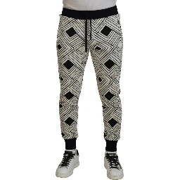 Black White Cotton Trousers Sport Pants