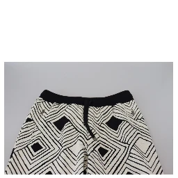Black White Cotton Trousers Sport Pants