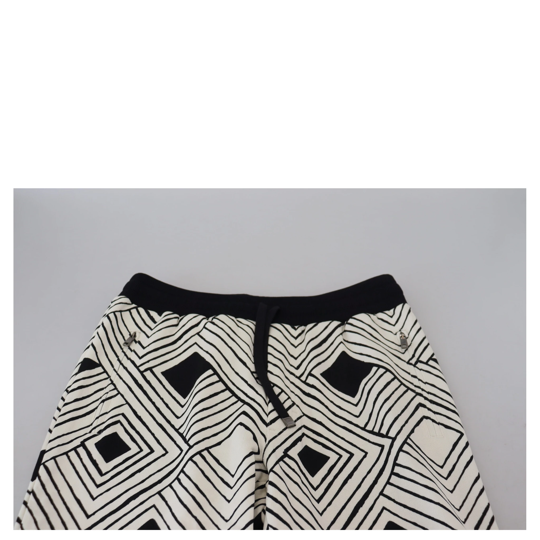 Black White Cotton Trousers Sport Pants