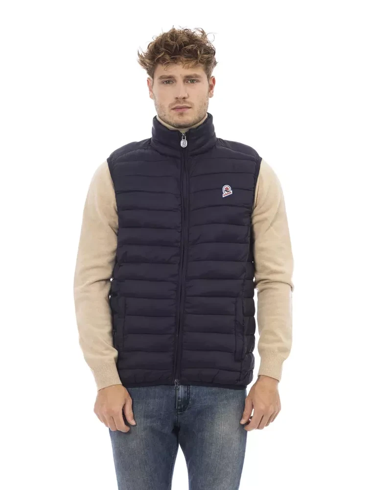 Blue Polyamide Sleveless Jacket