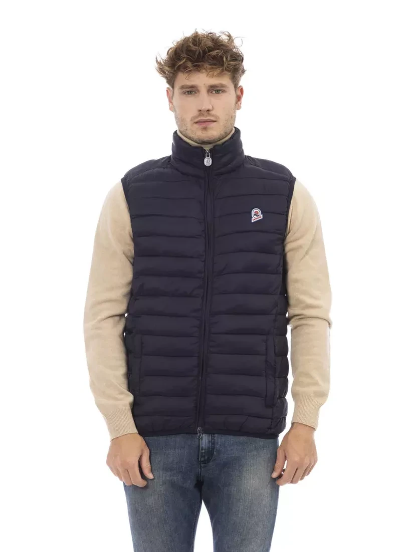 Blue Polyamide Sleveless Jacket