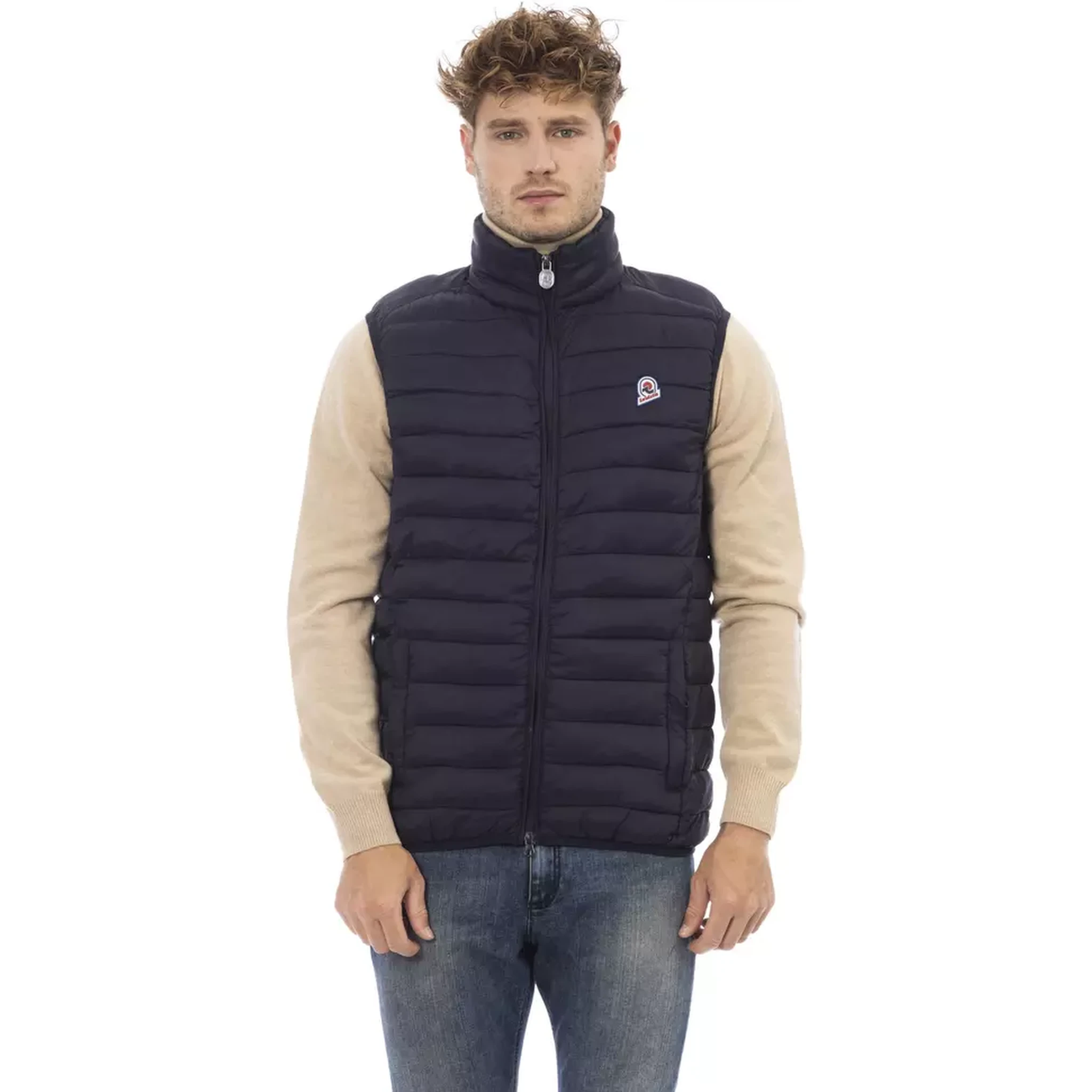 Blue Polyamide Sleveless Jacket