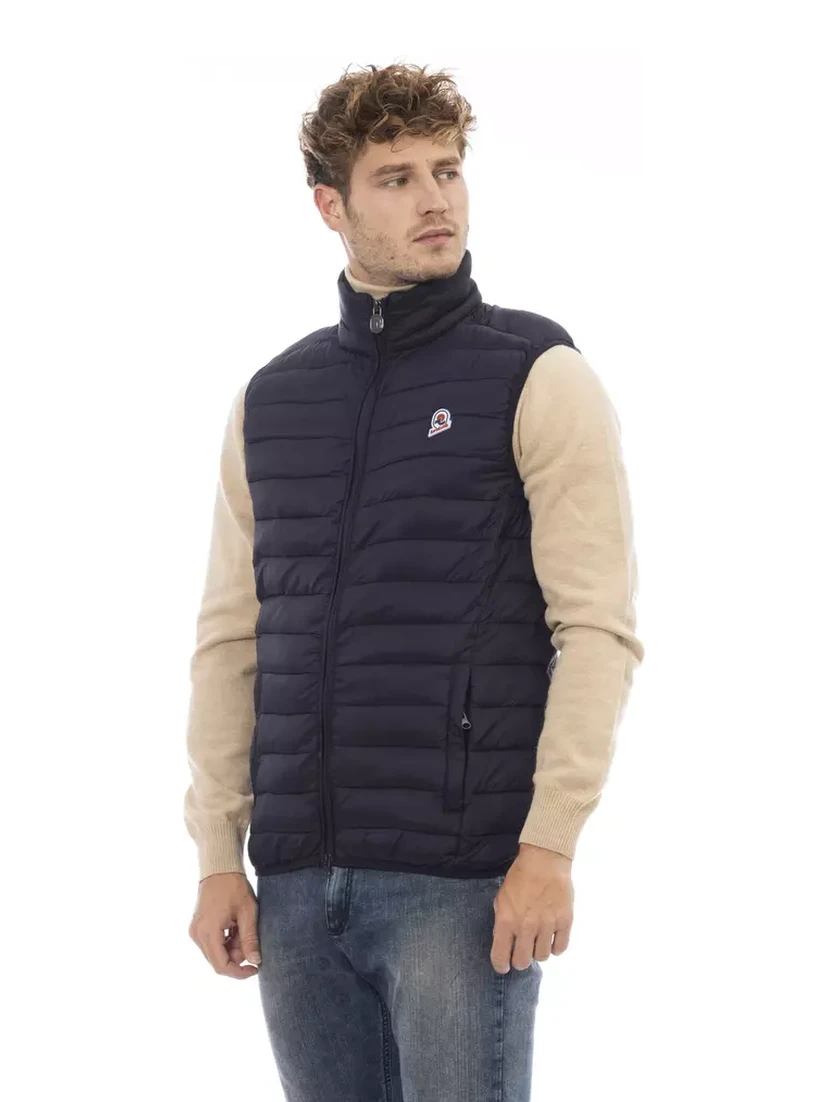 Blue Polyamide Sleveless Jacket