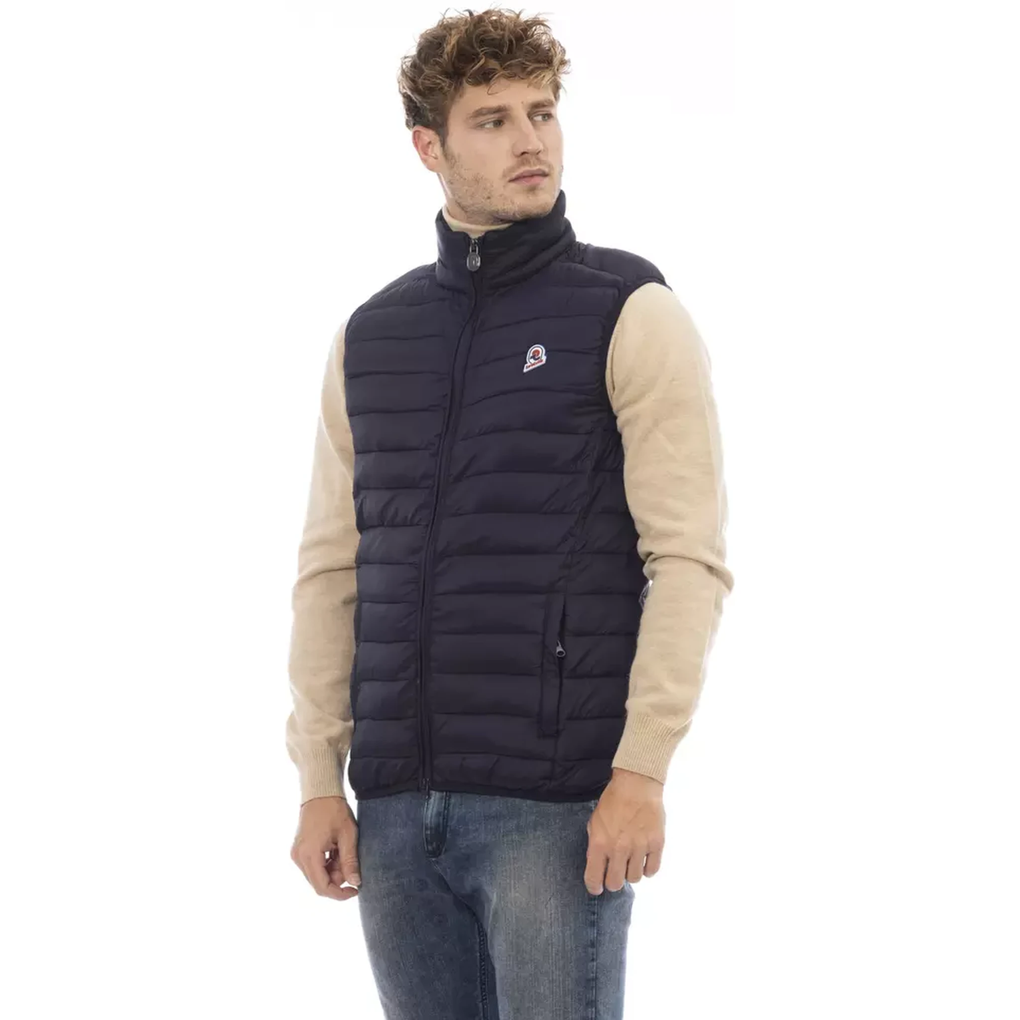 Blue Polyamide Sleveless Jacket