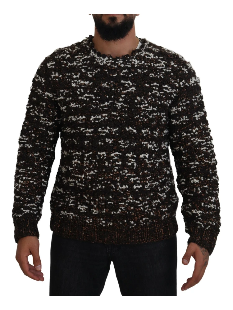 Brown Knitted Wool Fatto A Mano Sweater