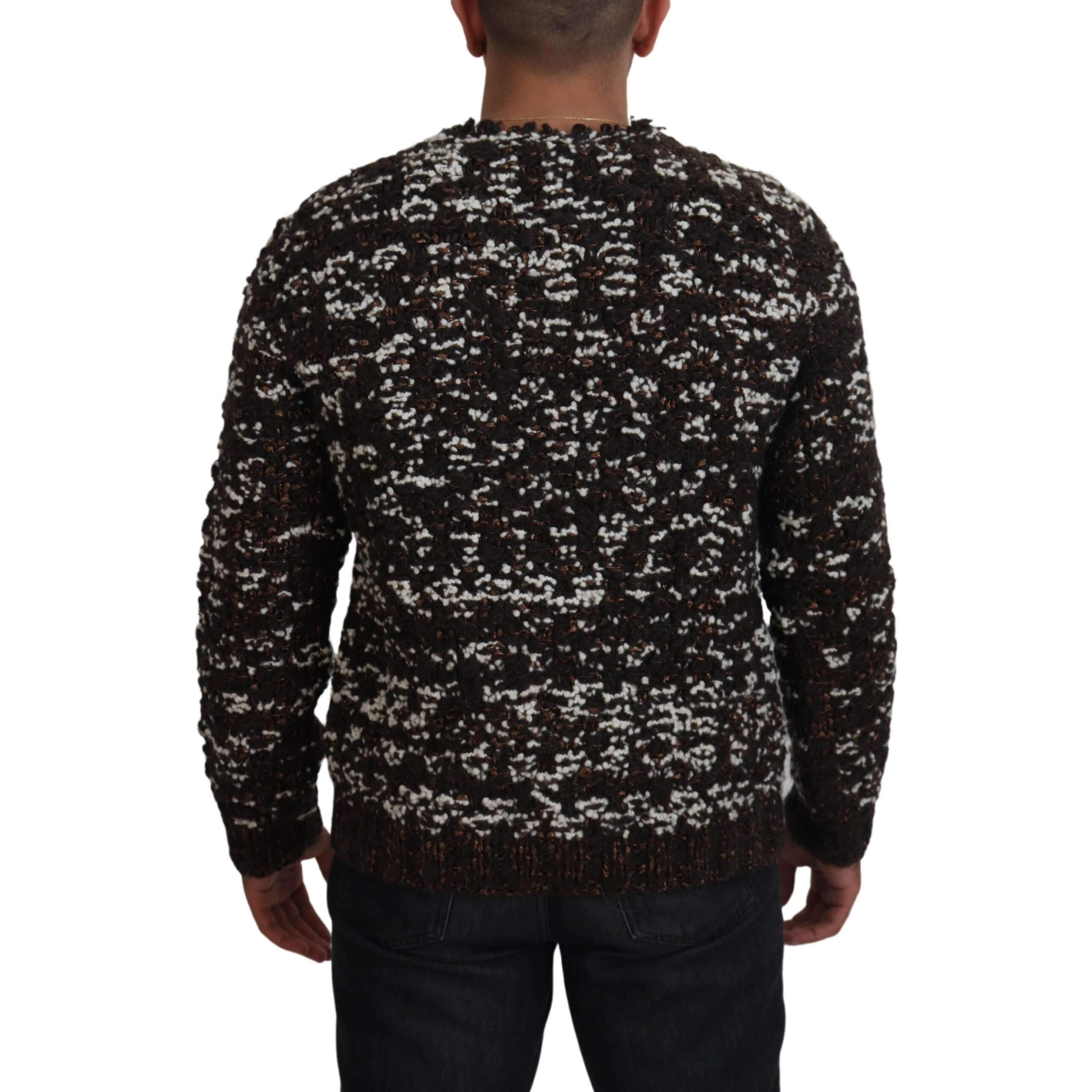 Brown Knitted Wool Fatto A Mano Sweater