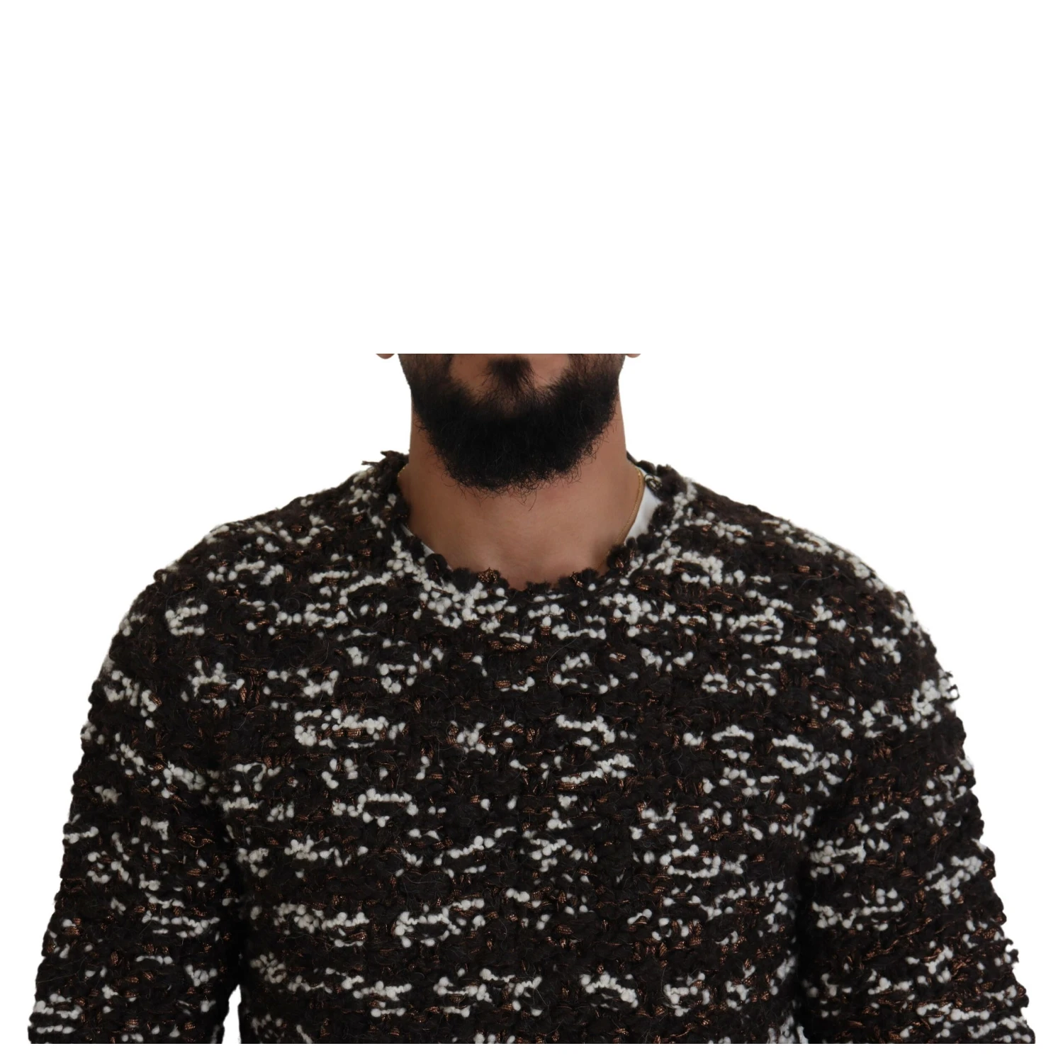 Brown Knitted Wool Fatto A Mano Sweater