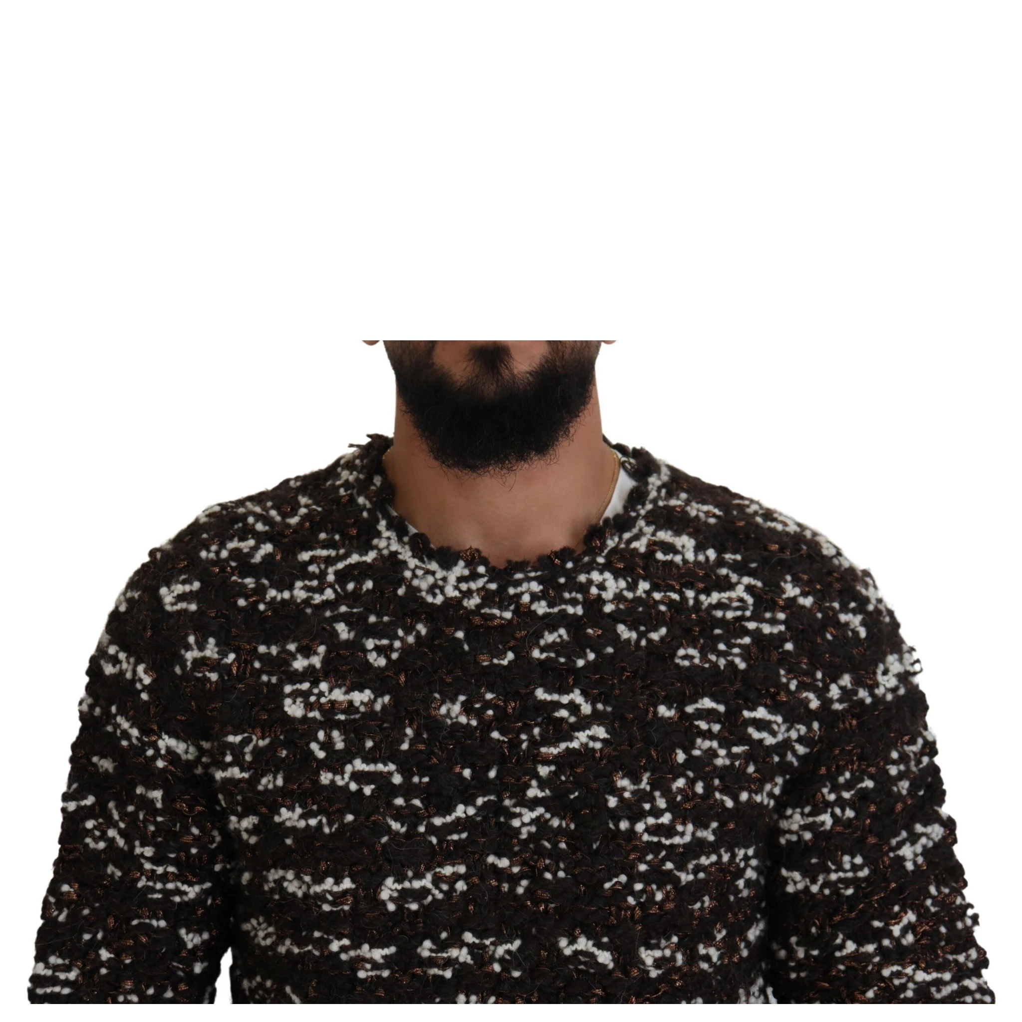 Brown Knitted Wool Fatto A Mano Sweater
