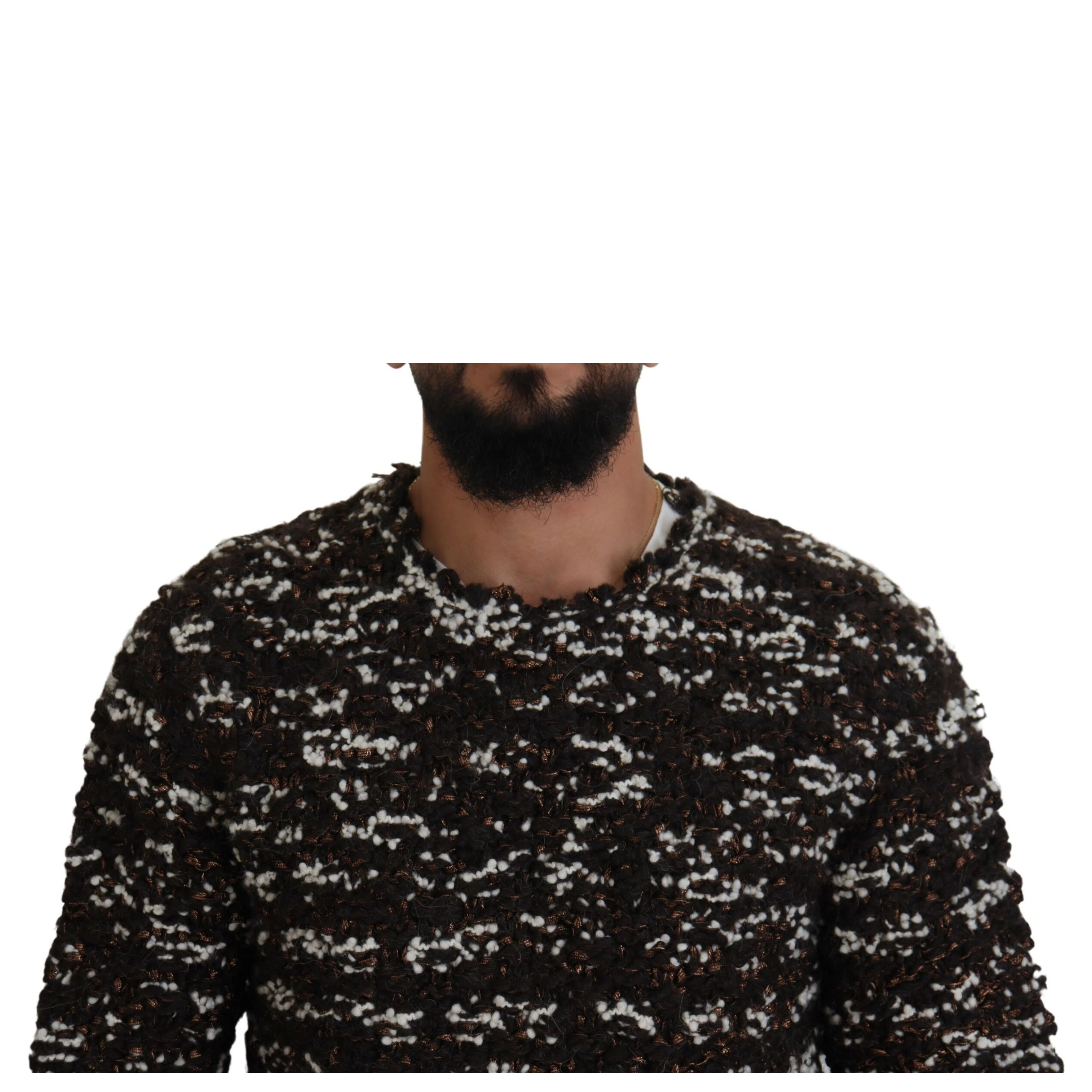 Brown Knitted Wool Fatto A Mano Sweater