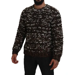 Brown Knitted Wool Fatto A Mano Sweater