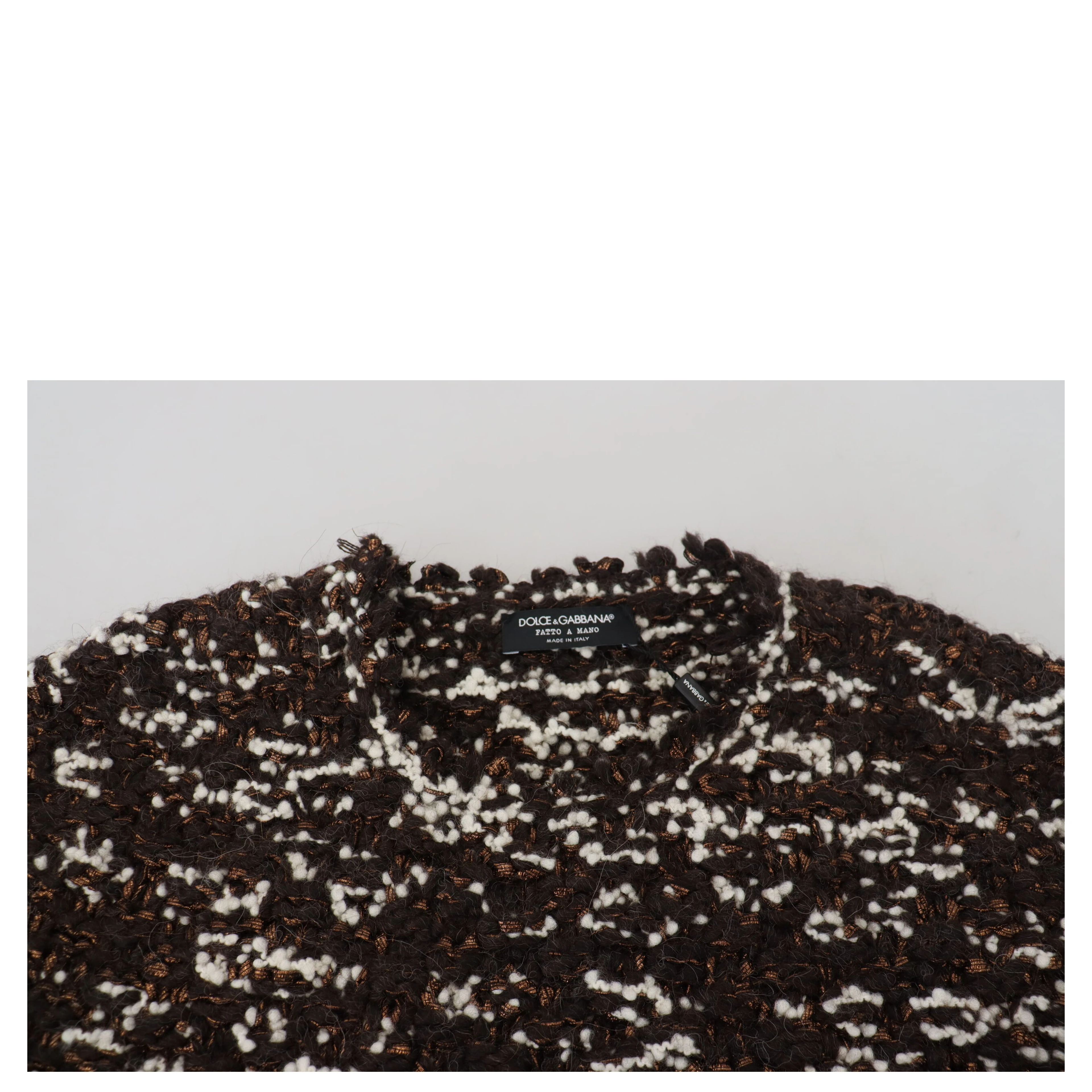 Brown Knitted Wool Fatto A Mano Sweater