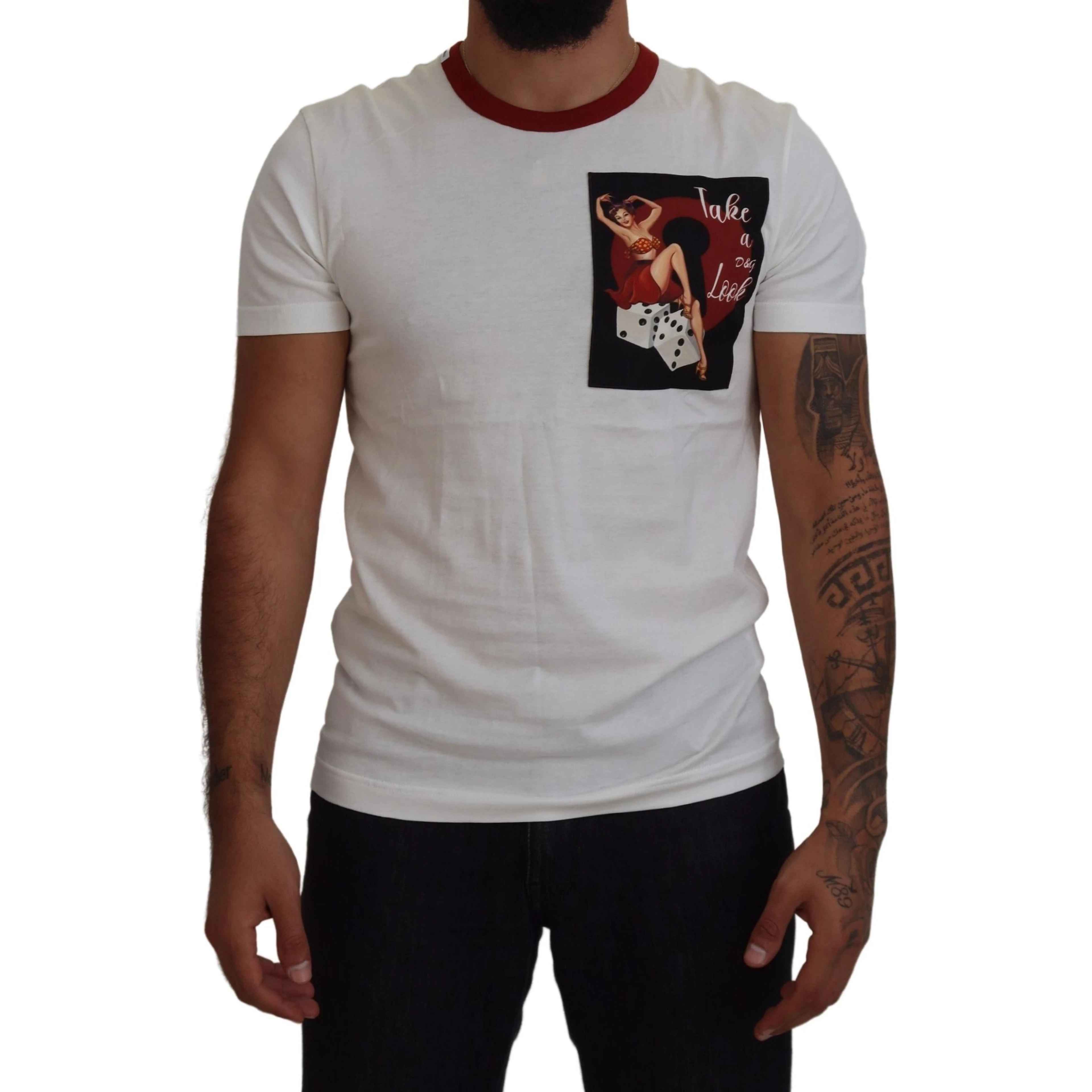 Cotton White Logo Print Crewneck T-shirt