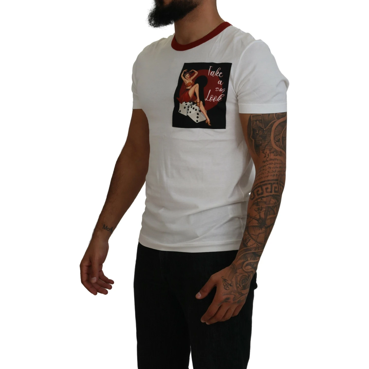 Cotton White Logo Print Crewneck T-shirt