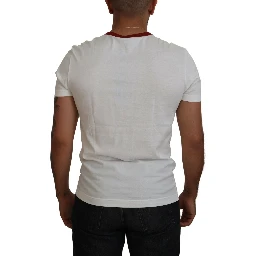 Cotton White Logo Print Crewneck T-shirt