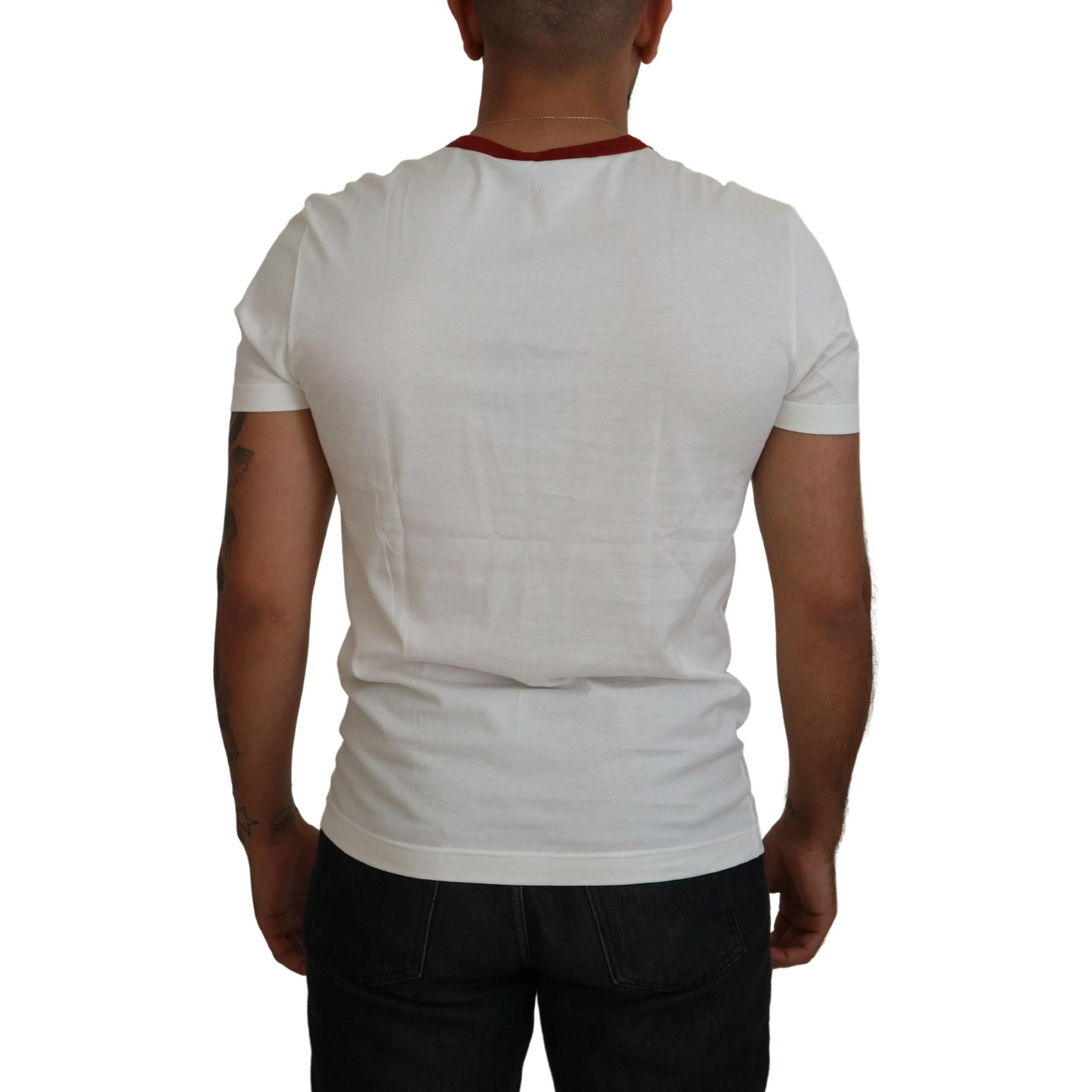 Cotton White Logo Print Crewneck T-shirt