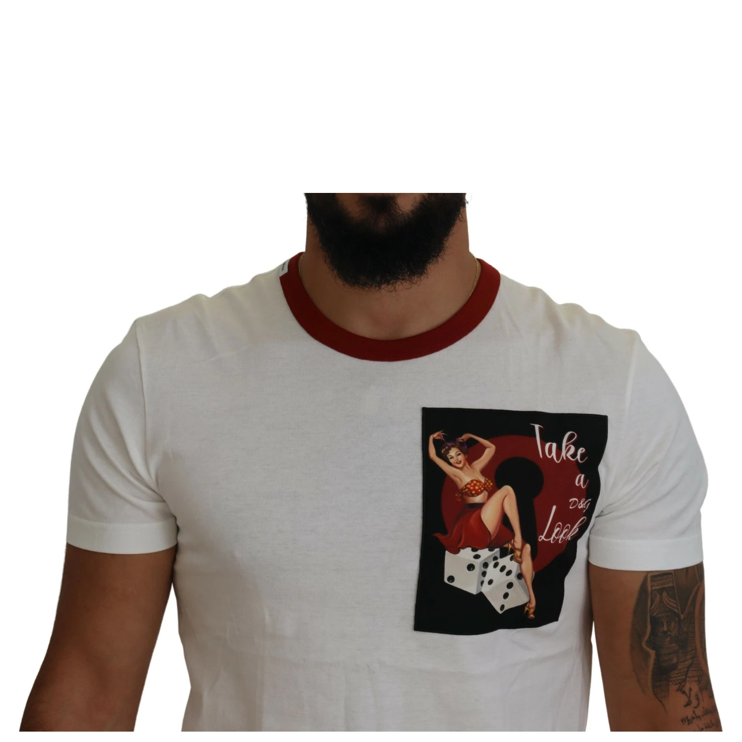 Cotton White Logo Print Crewneck T-shirt