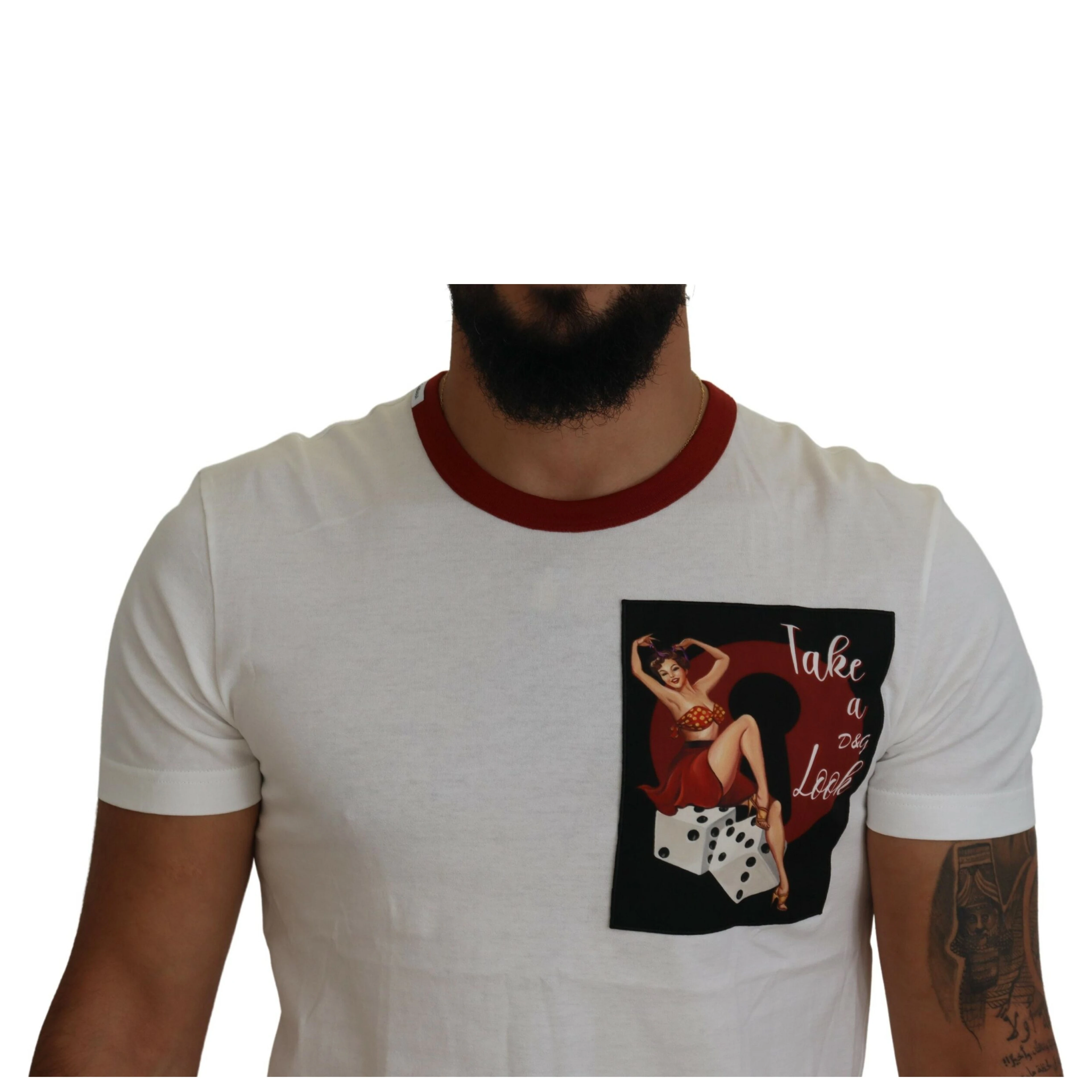 Cotton White Logo Print Crewneck T-shirt