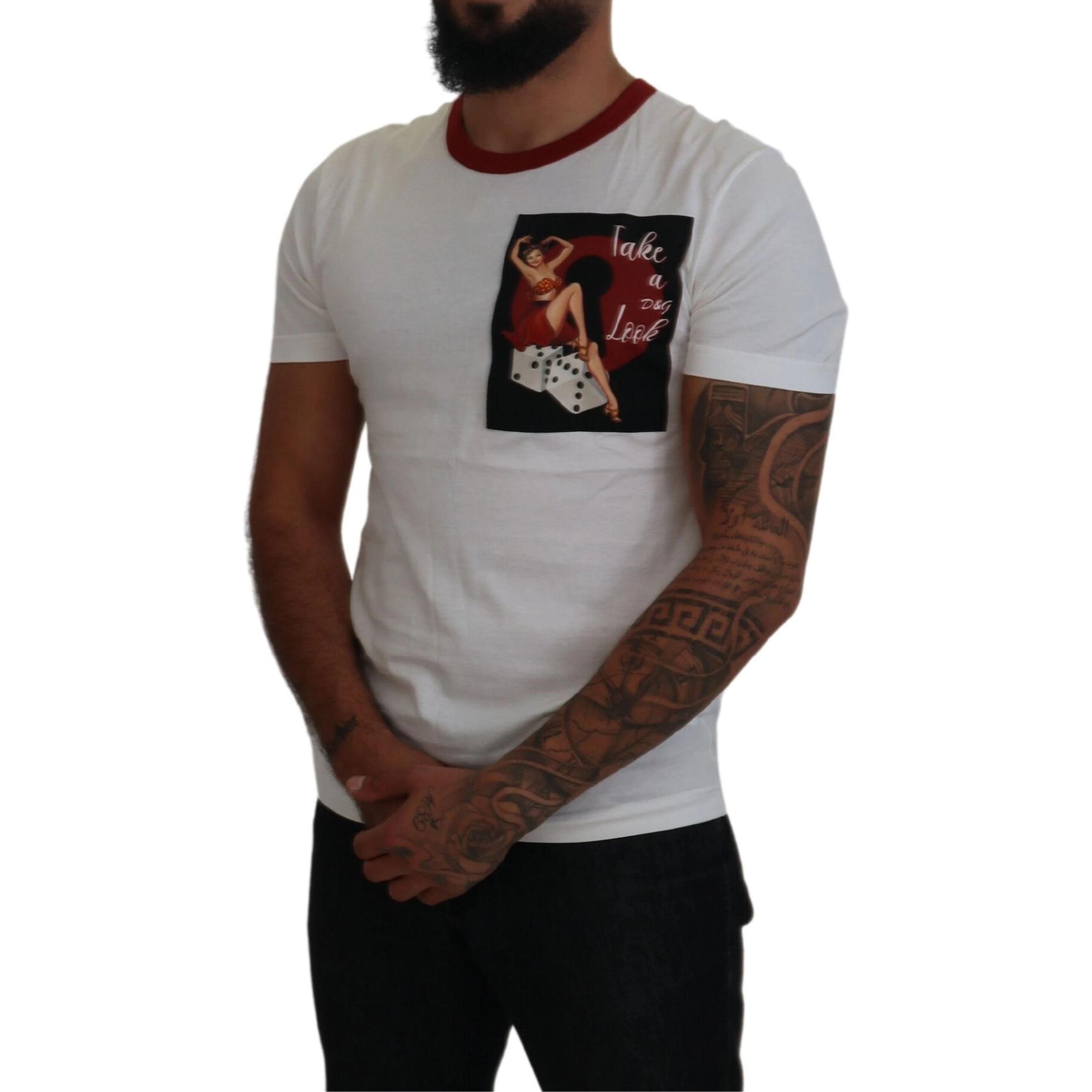 Cotton White Logo Print Crewneck T-shirt