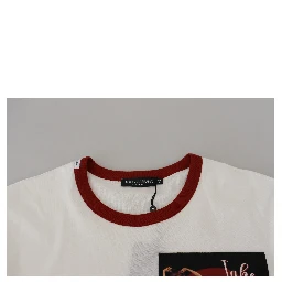 Cotton White Logo Print Crewneck T-shirt