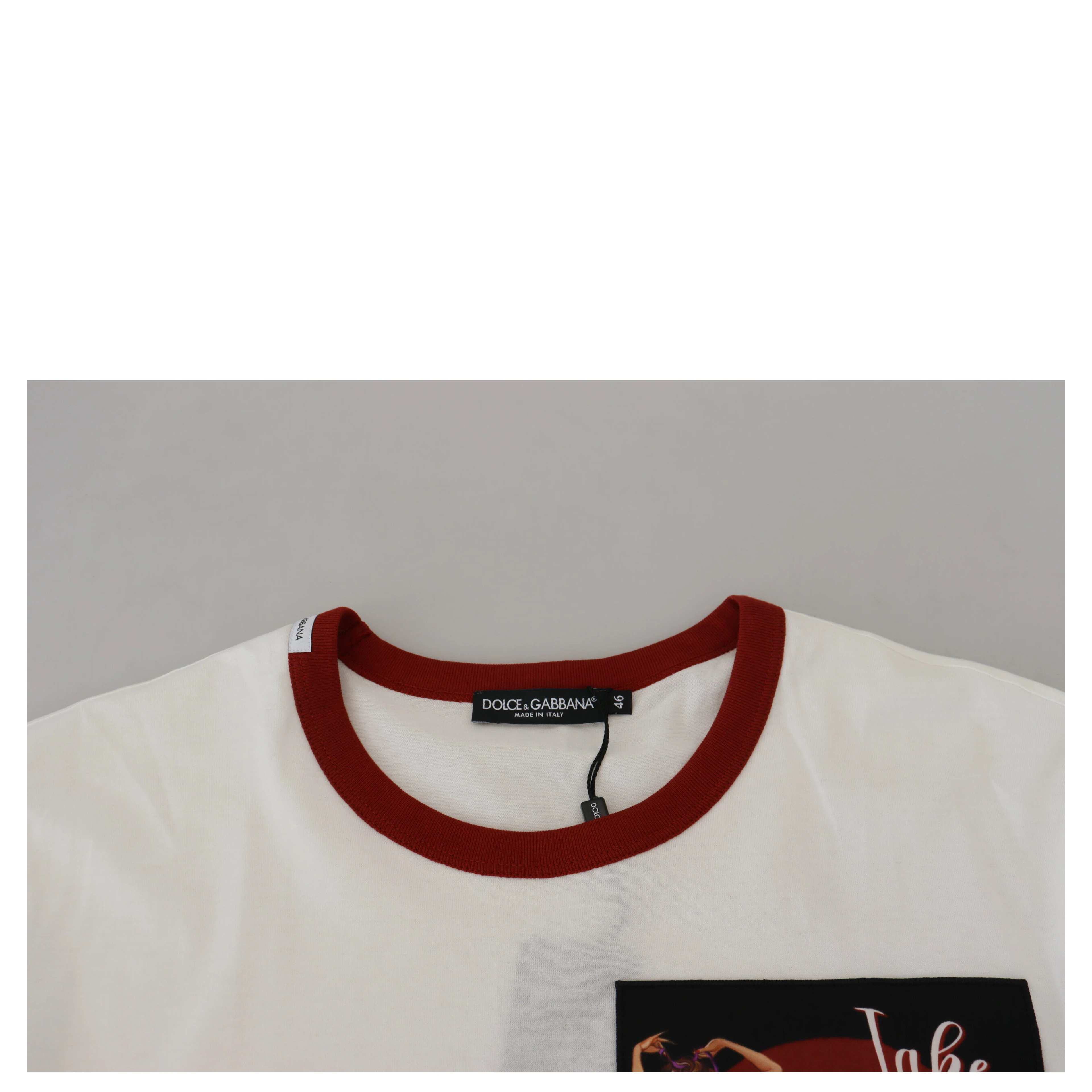 Cotton White Logo Print Crewneck T-shirt