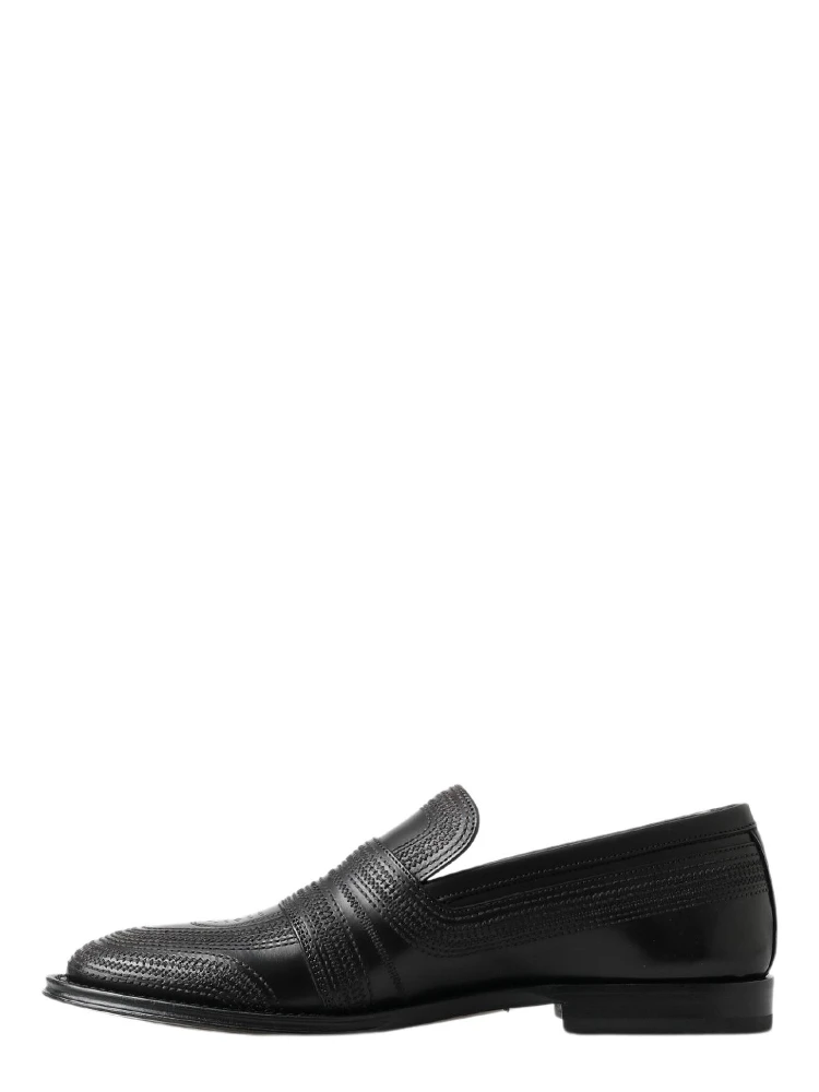 Black Leather Slipper Loafers Stitched Shoes alternative